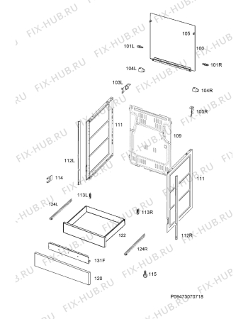 Взрыв-схема плиты (духовки) Electrolux EKK54957OX - Схема узла Housing 001